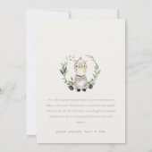 Niedliches Zebra Foliage Wreath Foto Geburtserklär Dankeskarte (Rückseite)