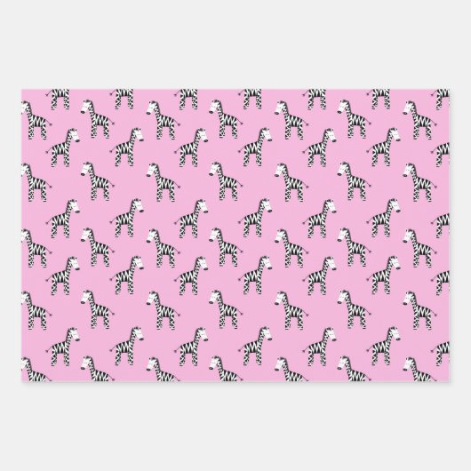 Niedliches Zebra Geschenkpapier Set (Vorderseite 3)