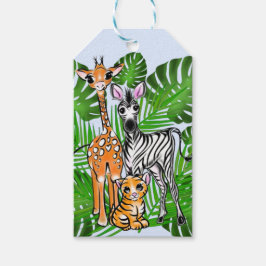 Niedliches Zebra-Giraffe-Dschungelmotiv Geschenkanhänger