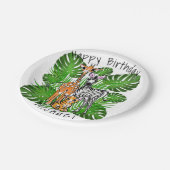 Niedliches Zebra-Giraffe-Dschungelmotiv Pappteller (Schrägansicht)