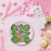 Niedliches Zebra-Giraffe-Dschungelmotiv Pappteller (Party)