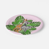 Niedliches Zebra-Giraffe-Dschungelmotiv Pappteller (Schrägansicht)