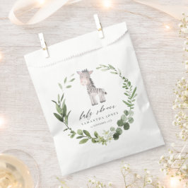 Niedliches Zebra Green Foliage Wreath Baby Duschpa Geschenktütchen