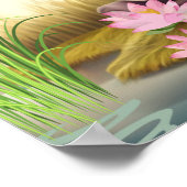 Niedliches Zebra in der Nähe eines Sees mit Blume Poster (Ecke)