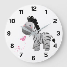 Niedliches Zebra-Kinderzimmer Große Wanduhr