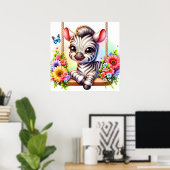 Niedliches Zebra-Kinderzimmer Poster (Heimbüro)