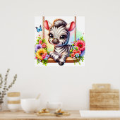 Niedliches Zebra-Kinderzimmer Poster (Küche)