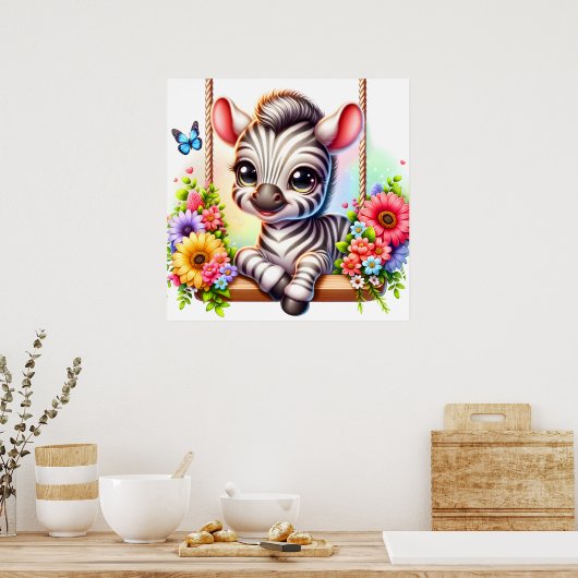 Niedliches Zebra-Kinderzimmer Poster (Küche)