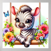 Niedliches Zebra-Kinderzimmer Poster (Vorne)