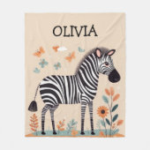 Niedliches Zebra mit Blume und Schmetterlingen Fleecedecke (Vorderseite)
