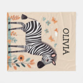 Niedliches Zebra mit Blume und Schmetterlingen Fleecedecke (Vorderseite (Horizontal))