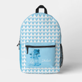 Niedliches Zebra mit Herz und Individuelle Name Bedruckter Rucksack