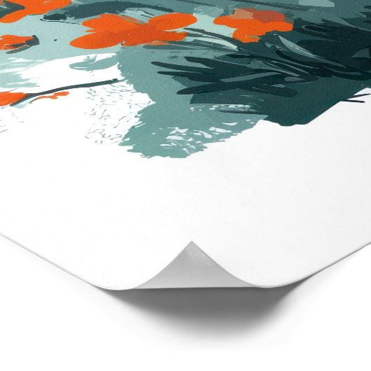 Niedliches Zebra mit Orange Balloon Whimsical Illu Poster (Ecke)