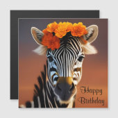 Niedliches Zebra mit Orange Blume Card Magnetkarte (Vorne/Hinten)
