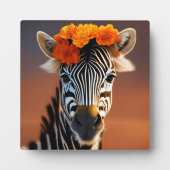 Niedliches Zebra mit orangefarbenen Blume Fotoplatte (Vorderseite)