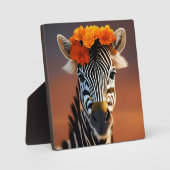 Niedliches Zebra mit orangefarbenen Blume Fotoplatte (Vorderseite)