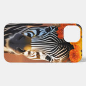 Niedliches Zebra mit orangefarbenen Blume iPhone Hülle (Rückseite (Horizontal))
