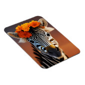Niedliches Zebra mit orangefarbenen Blume Magnet (Rechte Seite)