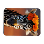 Niedliches Zebra mit orangefarbenen Blume Magnet (Horizontal)