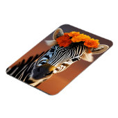 Niedliches Zebra mit orangefarbenen Blume Magnet (Linke Seite)