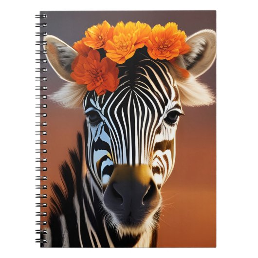 Niedliches Zebra mit orangefarbenen Blume Notizblock (Vorderseite)