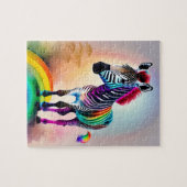 Niedliches Zebra mit Regenbogenfarben, Zebra Puzzle (Horizontal)