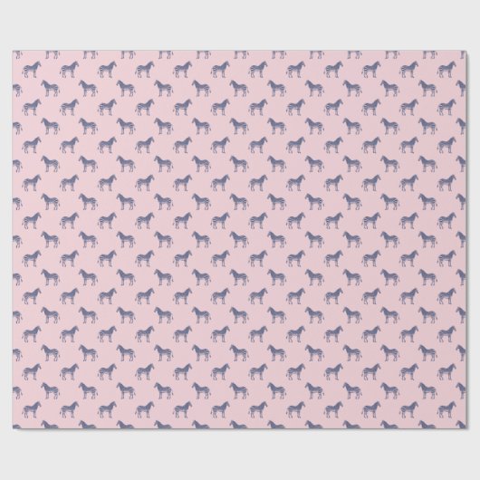 Niedliches Zebra-Muster in modernem Rosa und Blau Geschenkpapier (Flach)
