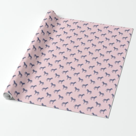 Niedliches Zebra-Muster in modernem Rosa und Blau Geschenkpapier (Ungerollt)