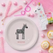 Niedliches Zebra-Pink-Party Pappteller (Party)