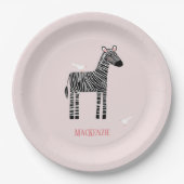 Niedliches Zebra-Pink-Party Pappteller (Vorderseite)