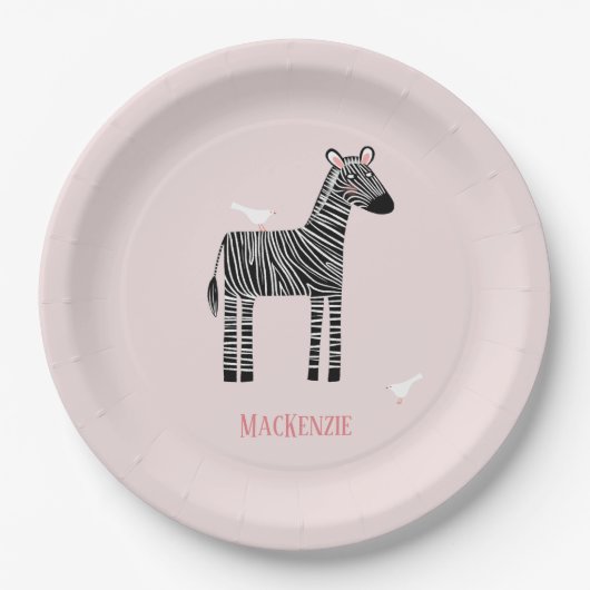 Niedliches Zebra-Pink-Party Pappteller (Vorderseite)