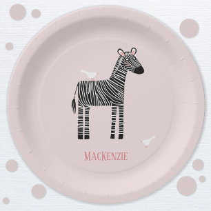 Niedliches Zebra-Pink-Party Pappteller