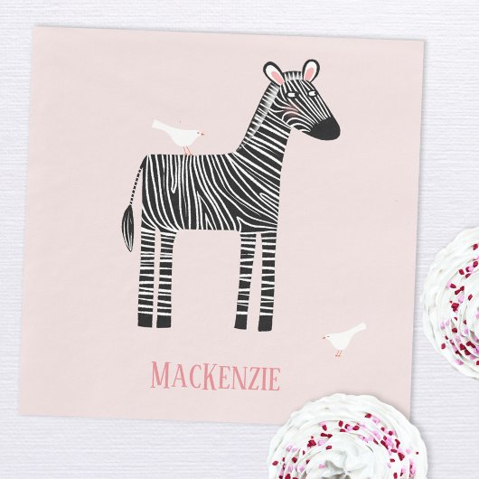 Niedliches Zebra-Pink-Party Serviette