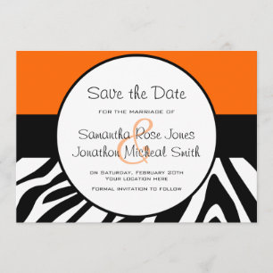 Niedliches Zebra Print Custom Orange Save the Date