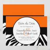 Niedliches Zebra Print Custom Orange Save the Date (Vorne/Hinten)