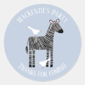 Niedliches Zebra Safari Party Vielen Dank Runder Aufkleber (Vorderseite)