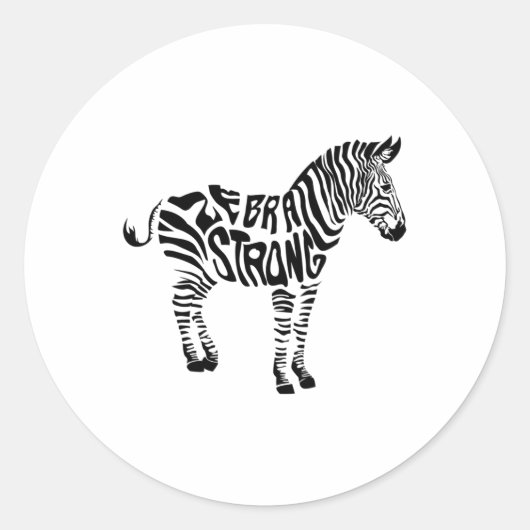 Niedliches Zebra Strong Ehlers Danlos Syndrome Bew Runder Aufkleber (Vorderseite)