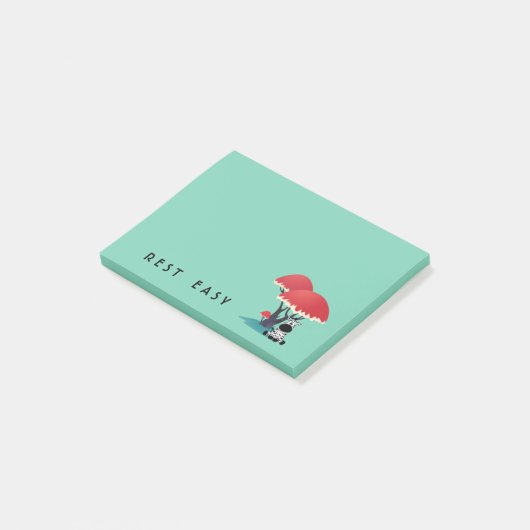 Niedliches Zebra unter einem Schirm Post-it Klebezettel (angewinkelt)