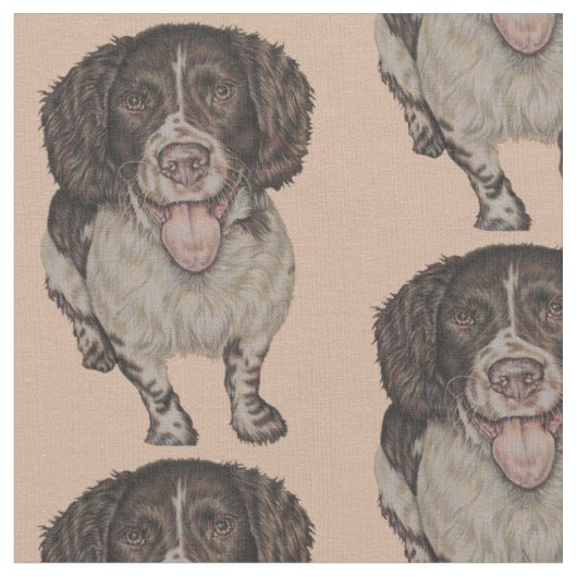 Niedliches Zeichnen des glücklichen Spaniel Stoff (Nahaufnahme)