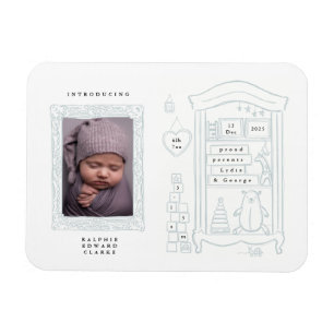 Niedliches Zeichnend Foto Geburtshauskarte Baby Magnet