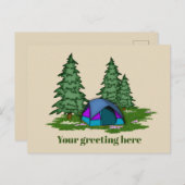 Niedliches Zelt Camping Gruß Postkarte hinzufügen (Vorne/Hinten)