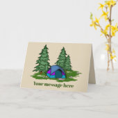 Niedliches Zelt-Camping-Zusatznachricht Karte (Gelbe Blume)