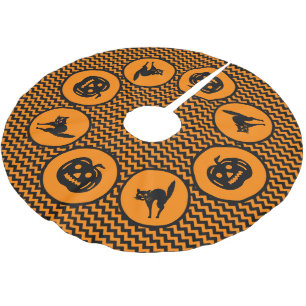 Niedliches Zickzack Halloween Polyester Weihnachtsbaumdecke