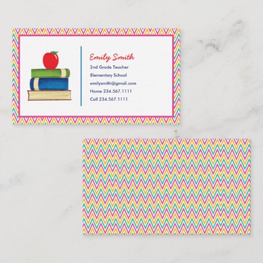 Niedliches Zickzack Mustertehrer Wasserfarbapplika Visitenkarte (Vorne/Hinten)