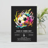 Niedliches Ziel bearbeitbarer Fußball Geburtstag Einladung (Stehend Vorderseite)