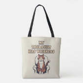Niedliches Zitat "Mein Therapeut hat Whiskers" Tasche (Rückseite)