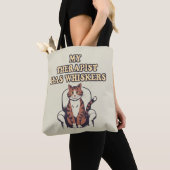 Niedliches Zitat "Mein Therapeut hat Whiskers" Tasche (Von Nahem)