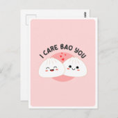 Niedliches Zitat von Kawaii Bao Dumpling zur Liebe Postkarte (Vorne/Hinten)