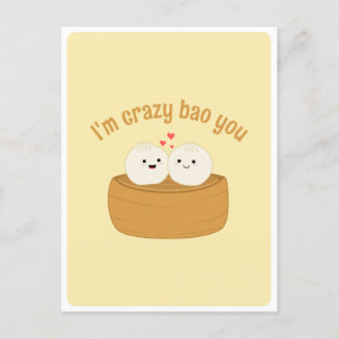 Niedliches Zitat von Kawaii Dumpling Bao Asian Foo Postkarte