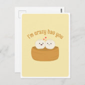Niedliches Zitat von Kawaii Dumpling Bao Asian Foo Postkarte (Vorne/Hinten)